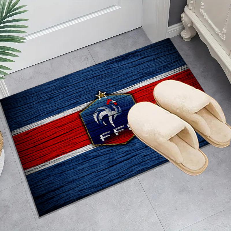 1PC France Football Emblem Floor Mat for Living Room, Game Rooms, Office, Bedroom, Office Floor Mat Playful Design, Christmas Fan Gifts