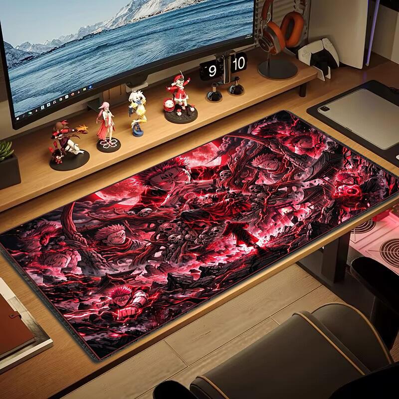 Jujutsu Kaisen Farb-Mauspad Großes Gaming-Tischkissen Rutschfestes Laptop-Tablet Großes Mauspads XXL Matte Mini-PC-Spielmatte Mit Verriegeltem Rand