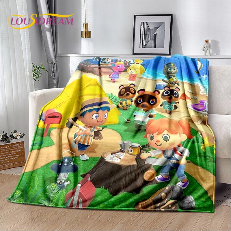 Manta de dibujos animados de Animal Crossing New Horizons, manta suave para el hogar, dormitorio, cama, sofá, Picnic, viaje, oficina, manta para niños