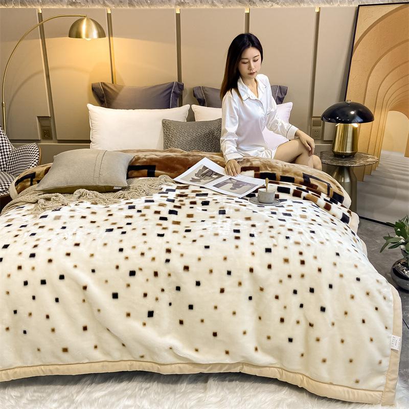 Double-Layer Thickened Fleece Blanket for Single or Double Use Autumn/Winter Cover Blanket