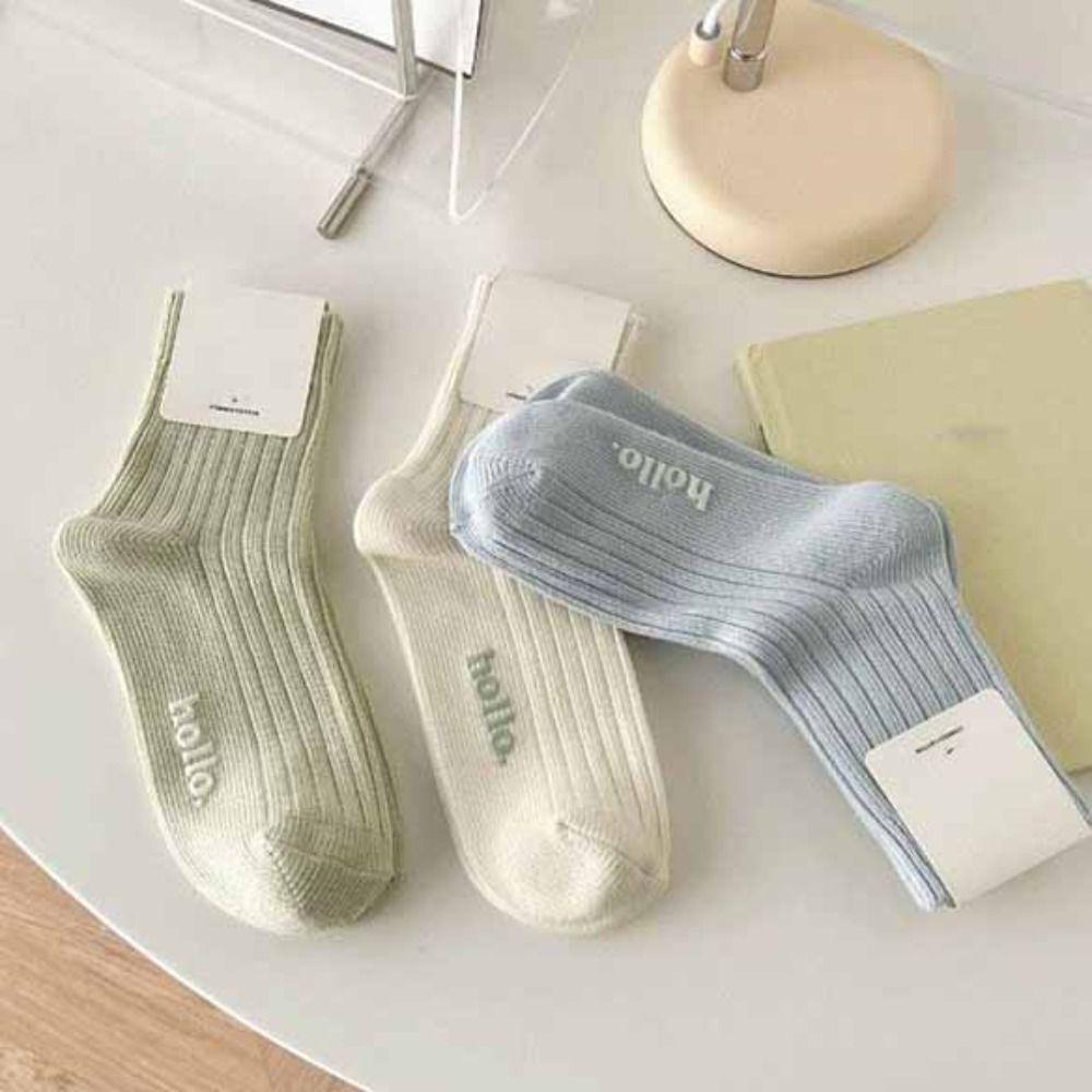 10Pairs Simple Mid-calf Socks Candy Color Sweet Socks Women Soft Mid Tube Socks Girl