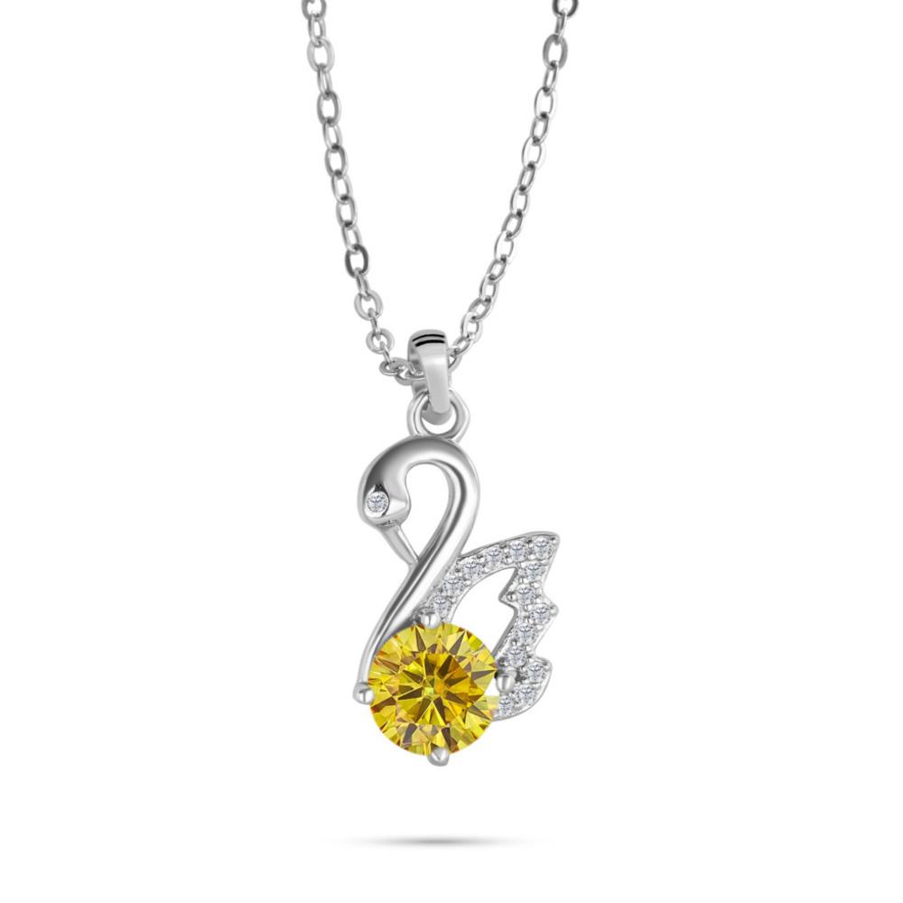 Collana con Ciondolo Cigno 6,5 mm per Donna Design Minimalista Elegante Catena Clavicola D VVS1 Gioiello Delicato