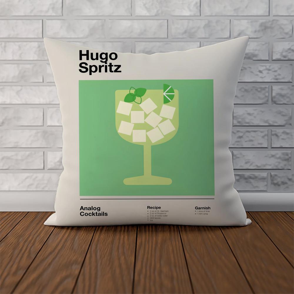 Hugo Spritz Cocktail Pillow Case For Car Sofa Decorative Home Doublesided Print Plush Square Throw Pillow Cushion Cover