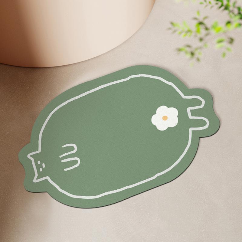 Cartoon Cat Home Bathroom Anti Slip Mat Semi Circular Wear Resistant Water Absorbing Floor Mat Bathroom Door Diatom Mud Floor Mat