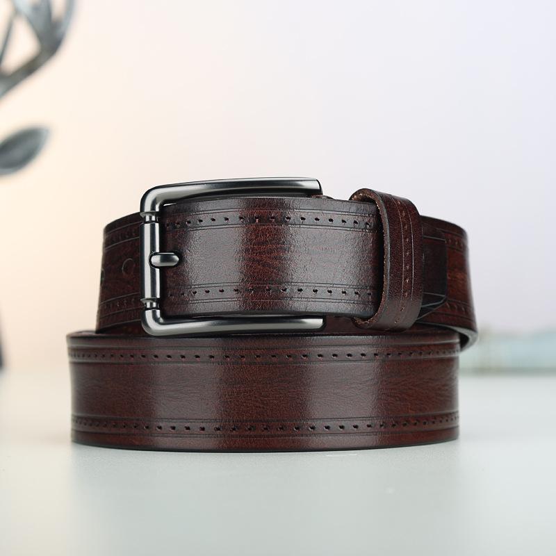 Men'S Belt Alloy Pin Buckle Casual Men'S First Layer Cowhide Belt Jeans