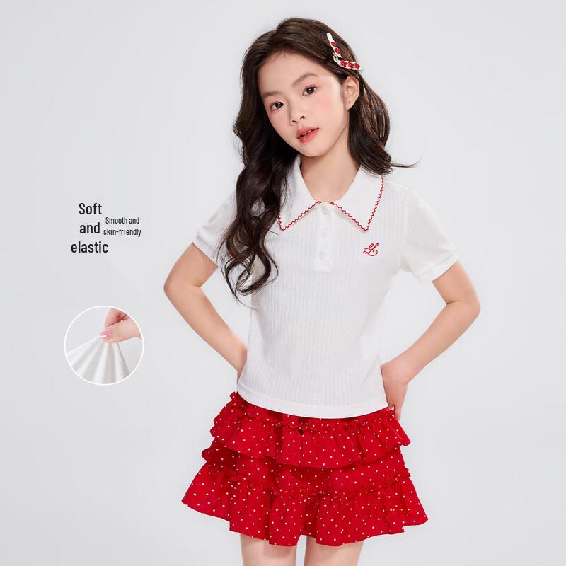 Yuan Yuan Princess Girls' Summer Embroidered Polo T-Shirt