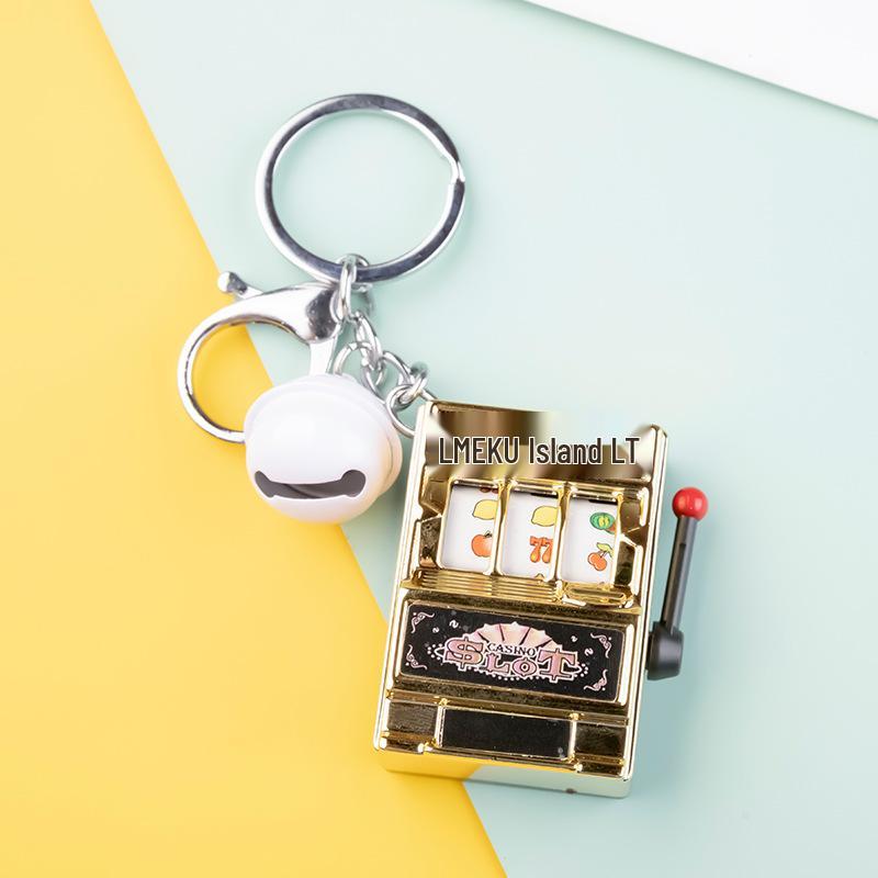 Retro Joystick Fruit Machine Keychain: Playable Spin Wheel Pendant Toy