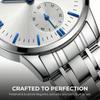 Waterproof quartz watch with stainless steel strap and date display women's (white)