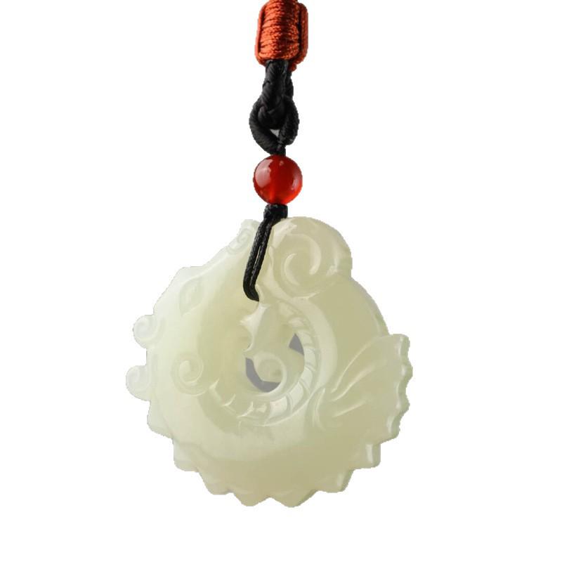 Hetian Jade Double-Sided Dragon Fish Pendant - Chinese-Style Jade Conference Gift.
