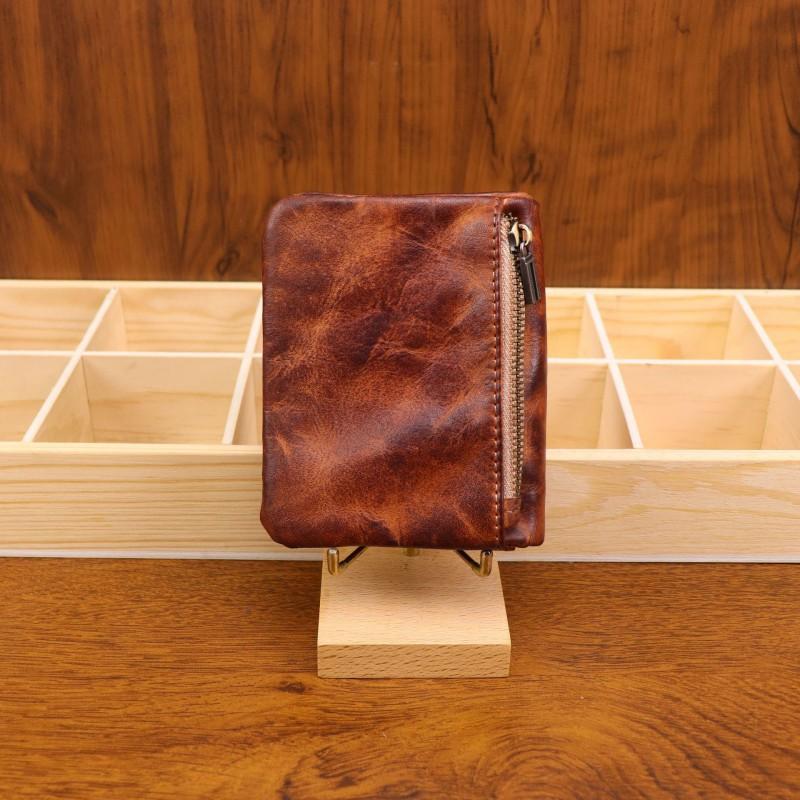 New Genuine Leather Men's Wallet With A Top Layer Hand Polished Retro Style Multiple Card Slots Easy To Carry