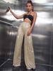 Damen 2025 High-Waist Pailletten Weitbein Hose - Neue Modische Lockere Passform