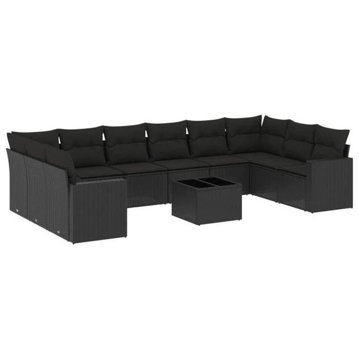 VidaXL Garden Lounge Set with Cushions 11 Pcs, Patio Sofas, Patio Furniture Set, Outdoor Furniture, Black 3219465