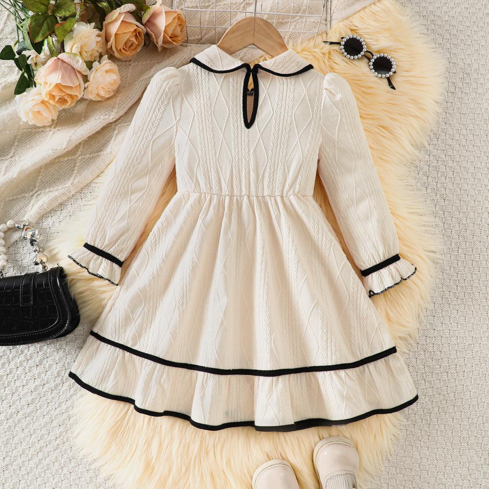 Children's Wear Children's New Girls' Autumn and Winter Doll Collar Sweet Long Sleeve Dress