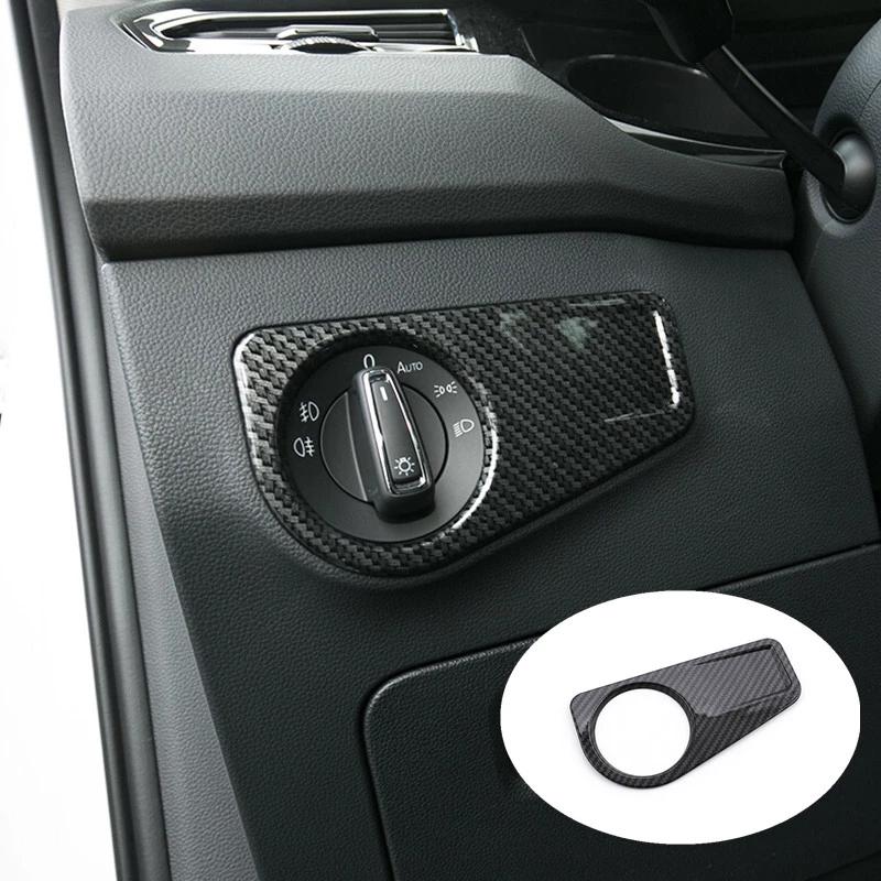 For Seat Tarraco 2018 2019 2020 Car Headlamps Adjustment Switch Cover Trim ABS Carbon fiber Sticker Styling Interior Accessories