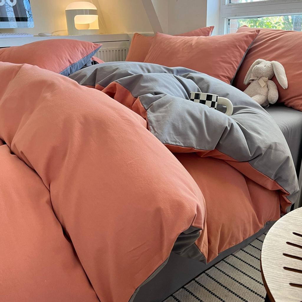 Bedding Four-piece Set Printed Skin-friendly Water Wash Sheets Quilt Cover Pillowcase Set