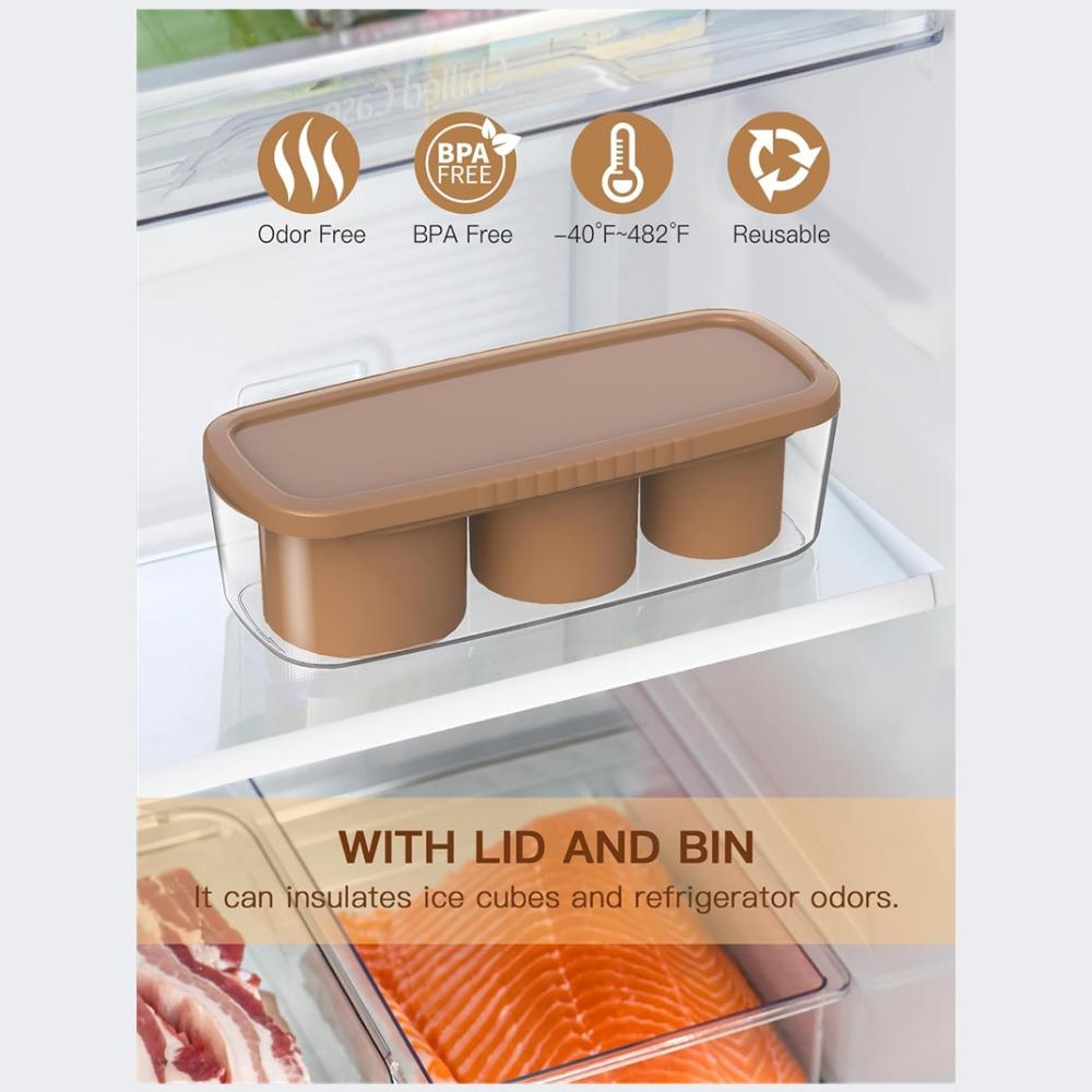 Ice Cube Tray for Tumbler, Silicone Hollow Cylinder Ice Mold with Lid and Bin for Ice Drink, Juice, Whiskey, Cocktail, Compatible with 40Oz Tumbler