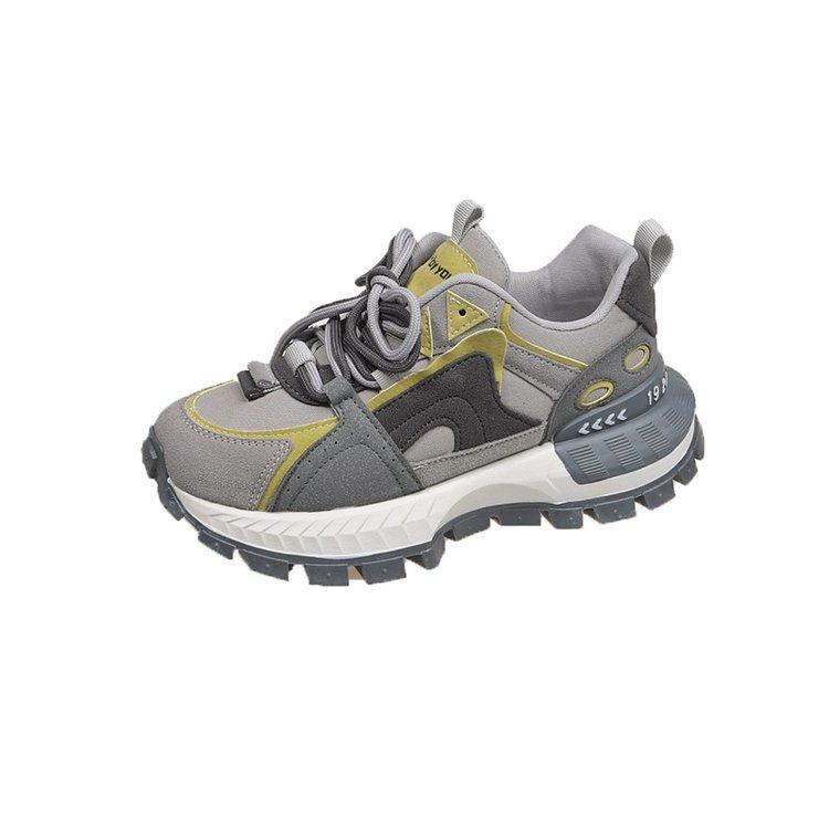 

Европейская станция 2025 Новая мода повседневная обувь, цветное соответствие, корейская версия, универсальная ретро-кожаная платформа, туфли Forrest Gump, женская обувь Tide 35 серый