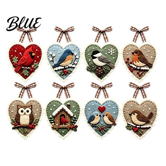 Creative Needlepoint Project Pendant Craft DIY Hand Sewing Kit Felt Heart Stitched Christmas Supplies Animal