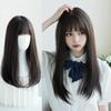 Hair Extensions Synthetic Cute Korea Jk Girl Cosplay Air Bangs Wig Breathable Head Cover 50cm Long Straight Wig Hat For Women