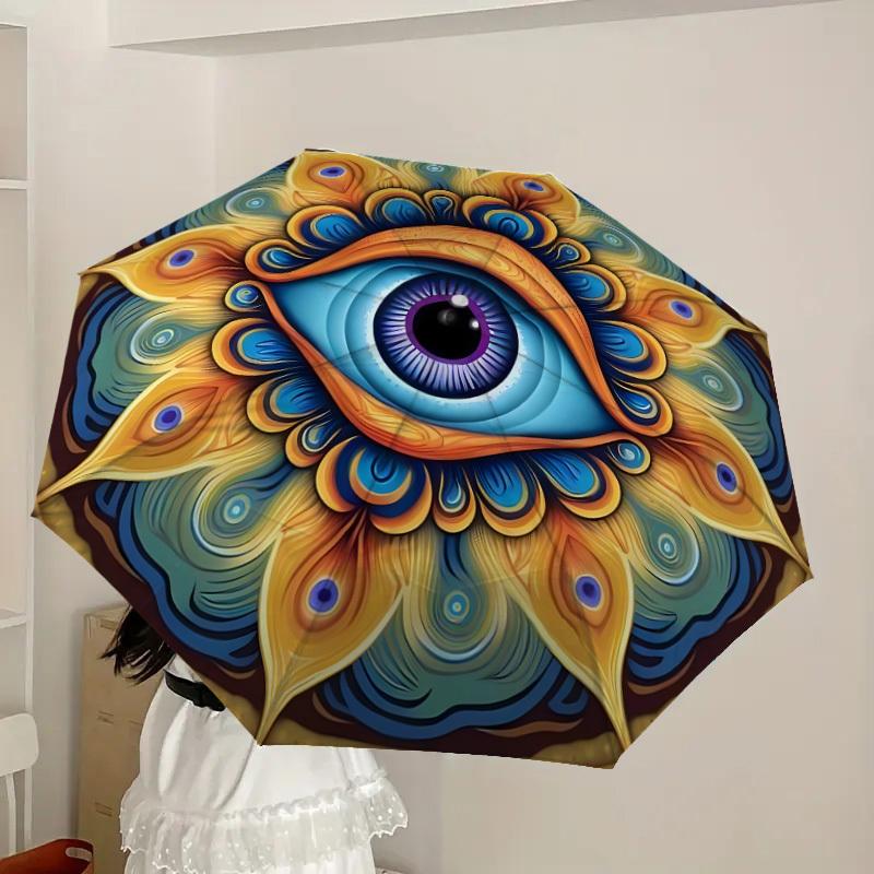 1pc Ethereal Visionary Mandala Umbrella with Plastic Handle,Suitable for All Seasons Home Travel Outdoor UmbrellaDD1666