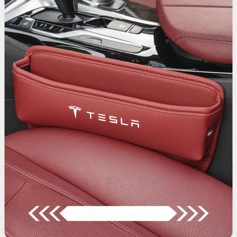 Car Seat Gap Organizer Leather Console Side Pocket Auto Crevice Filler Storage Box for Tesla Model 3 Model S X Y Accessories