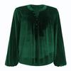 Spring and Autumn New Solid Color Pullover V-Neck Casual Temperament Commuter Button Long Sleeve Top Women