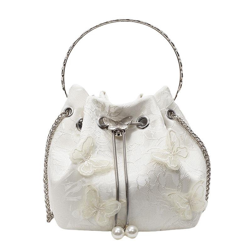 New Portable Chain Bucket Bag Women's 2025 Spring and Summer High-end Sense of Tide National Style Embroidery Niche Shoulder Messenger Bag