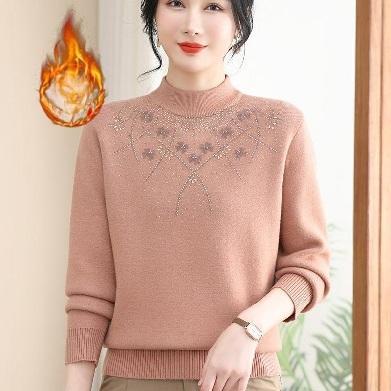 

Зимняя одежда больших размеров Плюс бархатный толстый свитер Большой размер Базовая рубашка Женская теплая одежда S розовый