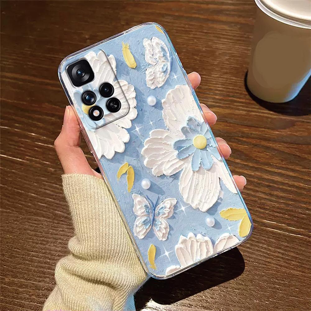 

Rose Flower Oil Painting Daisy Phone Case For Xiaomi Redmi Note 11 11S 12 12S Pro Cover Silicone Transparent Clear Protection Redmi Note 11S 4G