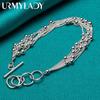 925 Sterling Silver Multi-Chain Smooth Beads Bracelet Fashion Jewelry MB047