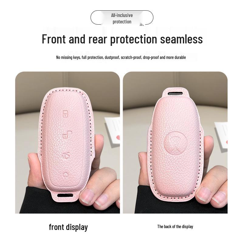 French Style Leather Key Case for BYD D9/N7/N8 - Full Coverage Remote Control Protective Shell