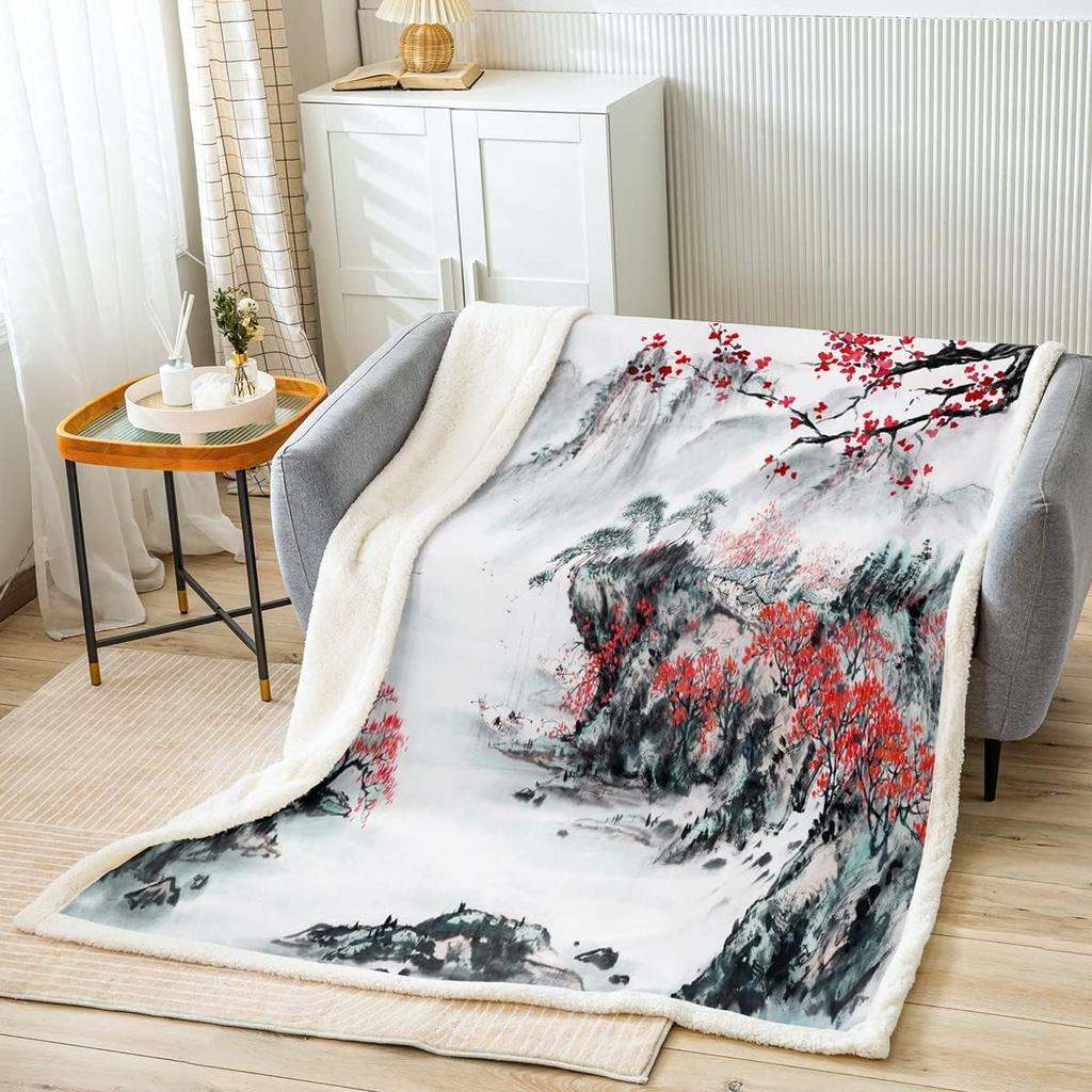 Japanische Ukiyoe Fisch Sherpa Decke Ozean Surfen Koi Kleinkind Fleece Überwurfdecke Kinder Jungen Erwachsene Japanischer Stil Exotischer Koi