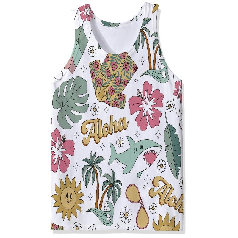 

Men s O-Neck Colorful Plant Pattern Printing Tank Tops 3D Printed Vest Loose Sports Fitness Sleeveless Shirt XXXL