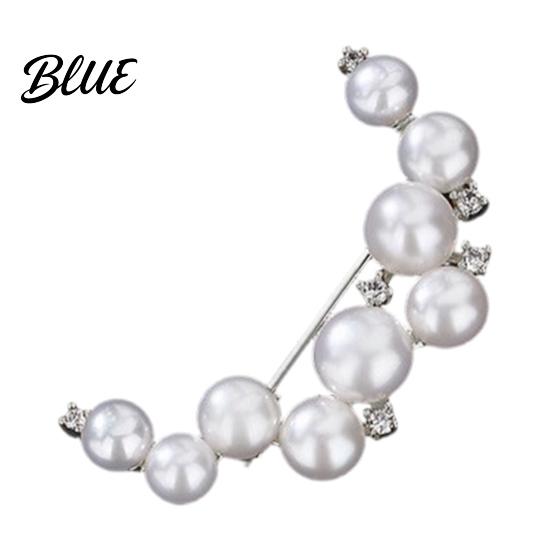 Imitation Pearl Pin Brooch Pin Curved Design Lapel Large