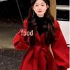 Women's Stylish Red Hooded Woolen Coat - Autumn/Winter Design, Tie-Up Waist, Unique, Sophisticated Overcoat