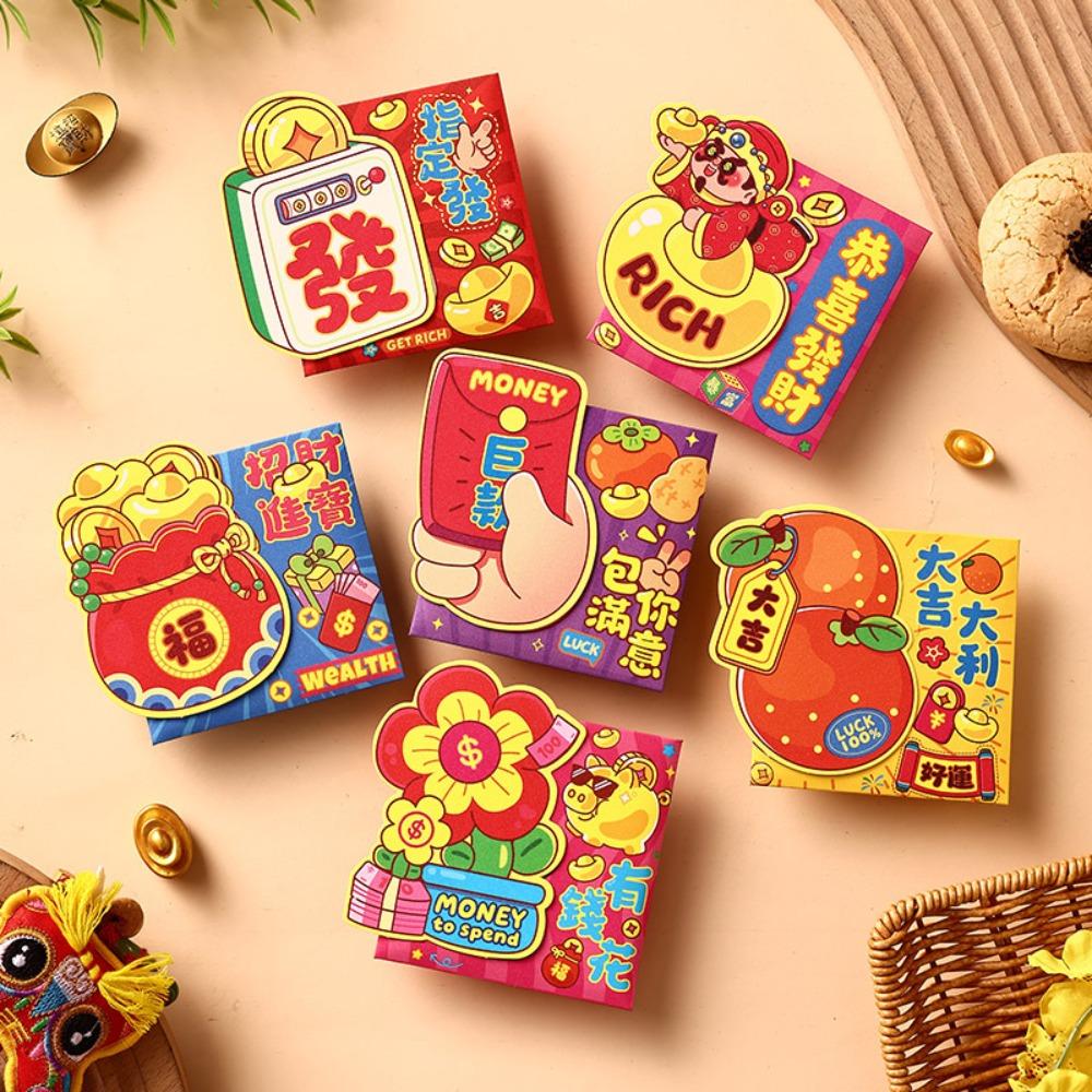 6Pcs Colorful 2027 Sheep Year Red Envelope Paper Cartoon Money Envelope Spring Festival