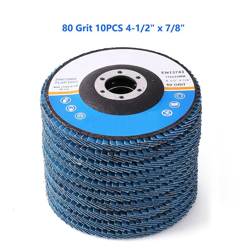 10 Pack Assorted 60 80 Grit Grinding Wheel T27 Flap Sanding Discs Abrasive Wheels Assortment for Power Sander Polish Grinder CenterZ 4.5 x 7//8 Flap Disc Aluminum Oxide Corundum, Flat Type #27