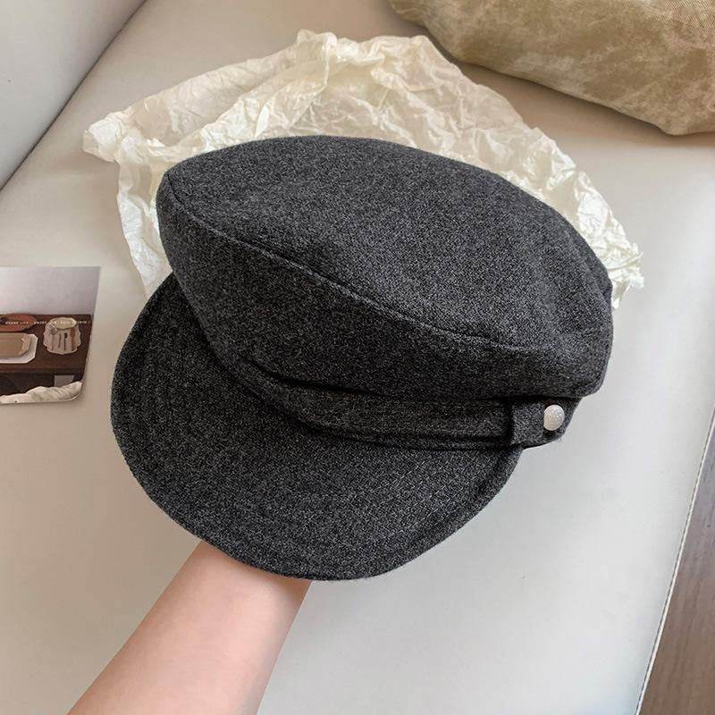 

Премиальная шляпа шерстяной берет с плоским верхом женская осенняя модная универсальная восьмиугольная шляпа, подчеркивающая лицо, маленькая кепка one size fits all