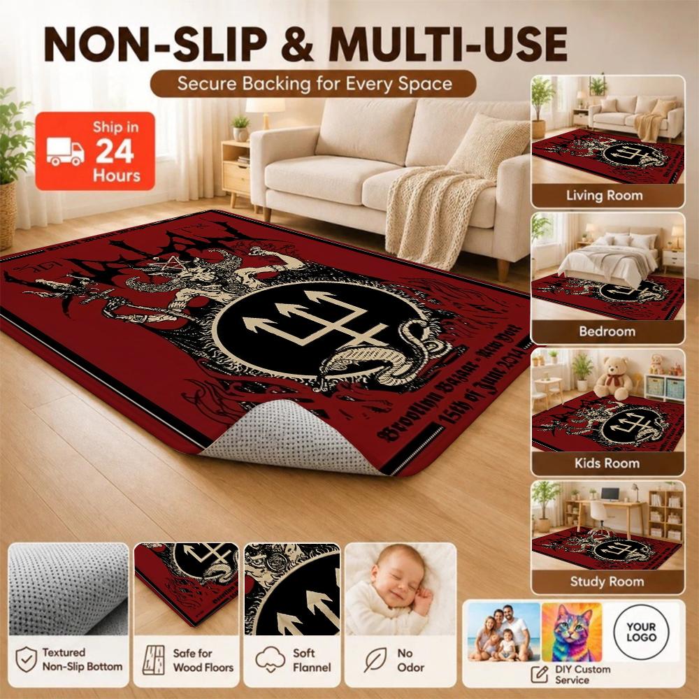 Dark Satanic Black Metal Art Patterned Rug Allseason Carpet For Entryway Home Party Decor Gift For Friends