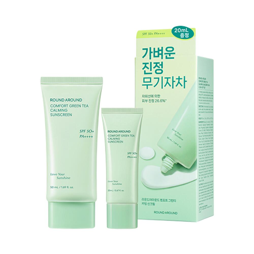 ROUND A'ROUND Comfort Green Tea Calming Sunscreen 50 ml + 20 ml Zestaw specjalny