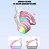 Active Noise Cancelling Wireless Bluetooth-compatible Cats  Ear Headphones Led Foldable Earphones TF Card Support