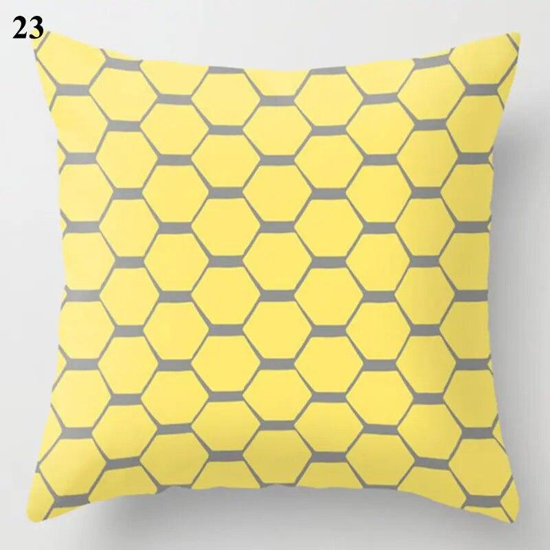Decorative Cushion Cover Yellow Gray Floral Animal Geometric Pillow Covers Throw Pillows Polyester Single Side Print Pillowcases