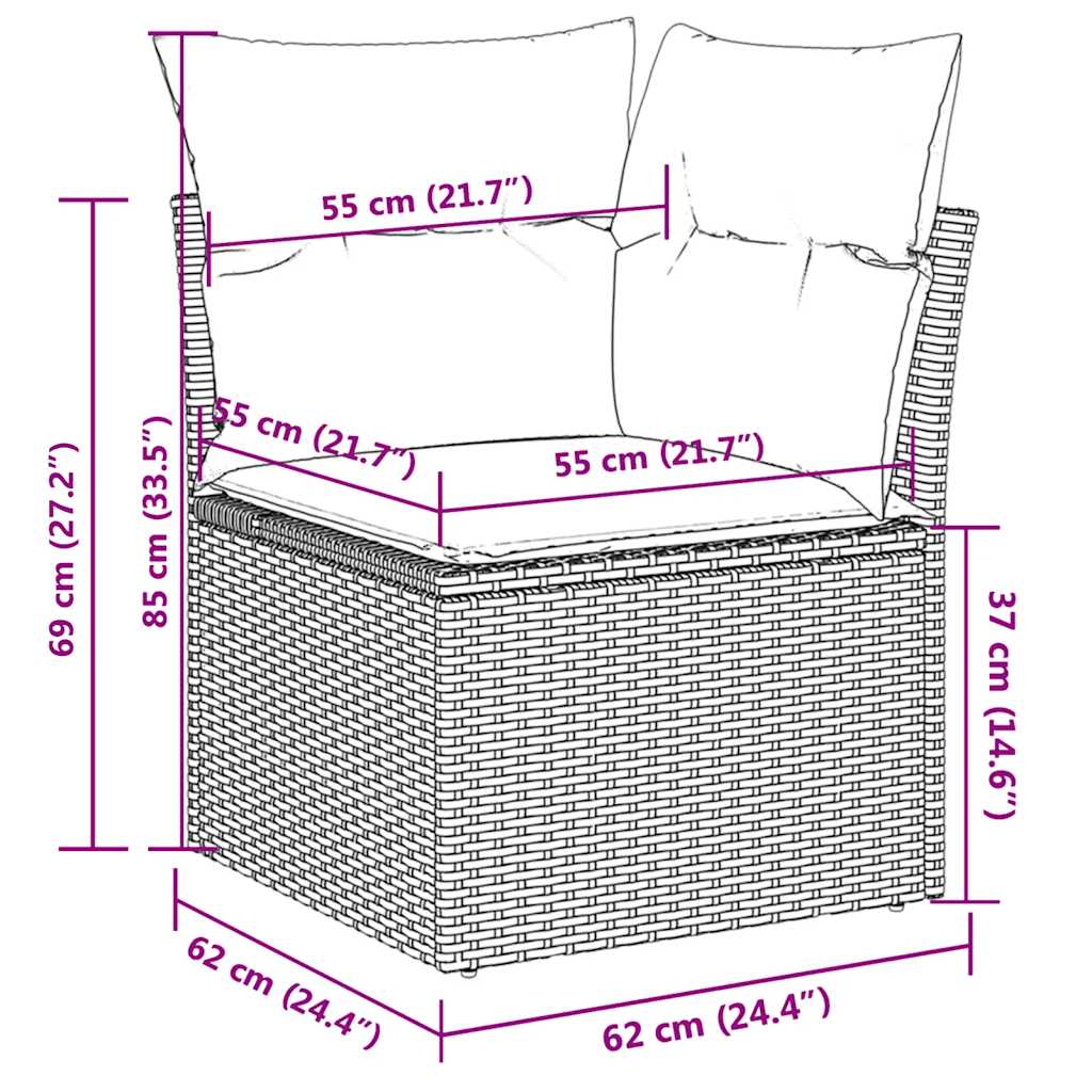 8 piece Garden Sofa Set with Cushions Brown Poly Rattan