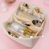 Travel Cosmetic Bag Waterproof Large Capacity Checkered Makeup Bag Open Flat Toiletry Bag for Women Skincare Brushes