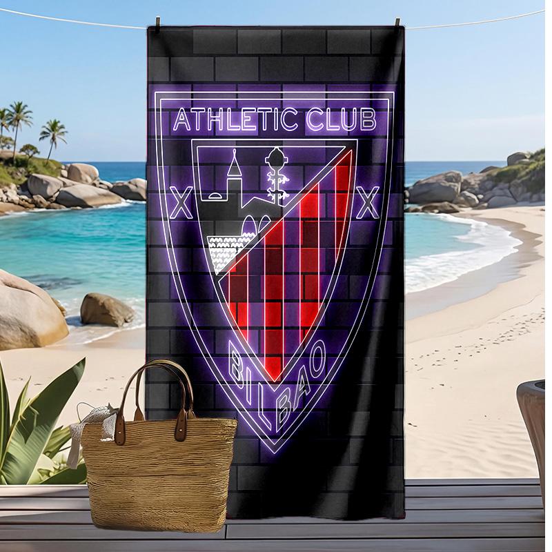 Athletic Bilbao Neonschild - Bedrucktes Strandtuch Schnelltrocknend Weiches Handtuch Tragbare Große Rechteckige Stranddecke für Reisen Schwimmbad