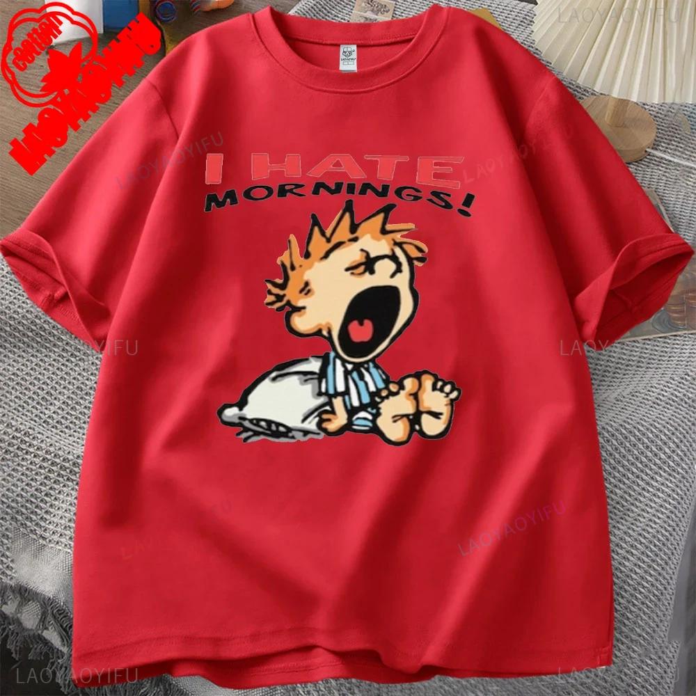 ZX Tee Vintage I Hate Mornings Premium T-Shirt Retro Cartoon T-Shirt Vintage 90s Tee Comfortable Personality for Outdoor Enthusiasts