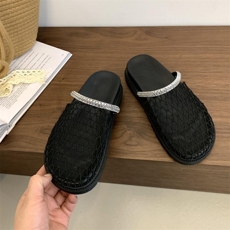 

Пляжные фэн-шуй сверлильные сетчатые сумки голова 2025 толстое дно мягкое дно лето полушлепанцы ниша крутые тапочки женская верхняя одежда 40