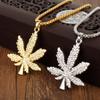 Stylish European And American Hip Hop Necklace With Alloy Maple Leaf Pendant For Men