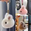 Cute Portable Plush Rabbit Keychain Mini Bunny Fur Hairball Pendant Bag Hanging Ornaments Car Key Hold Gift