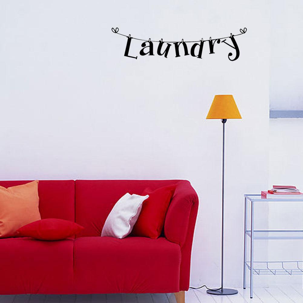 Black PVC Wall Sticker Decal, Removable Reusble for Home Laundry Quote  Art Room Decoration Wall Decor 15 X 60cm